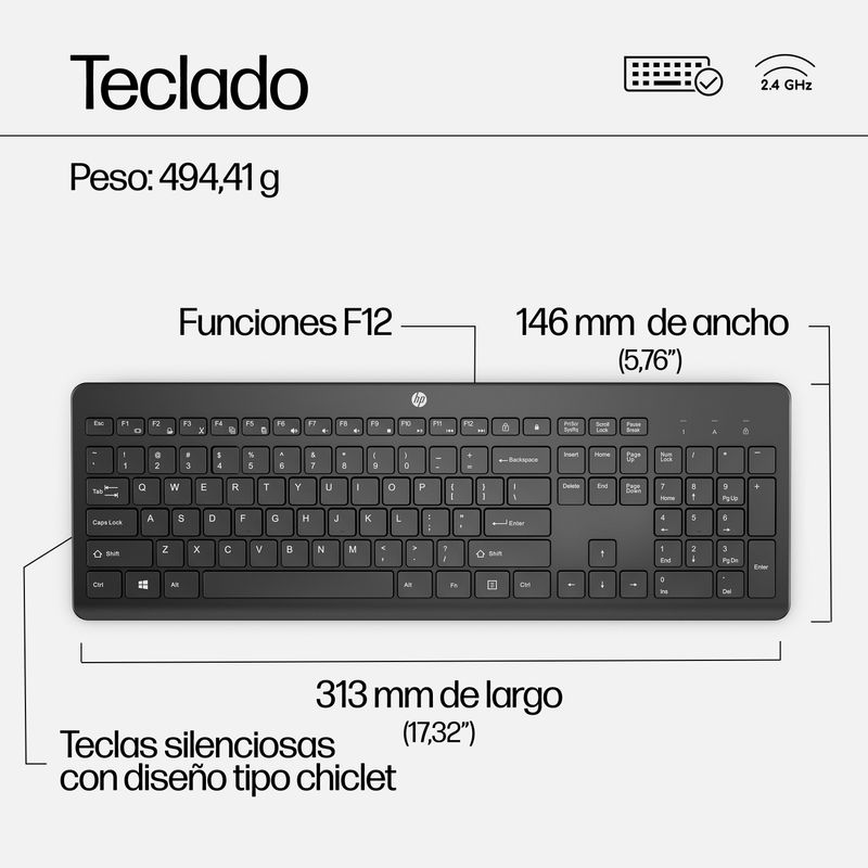 C2710 WIRELESS KBD+MOUSE WHITE - Imagen 8 de 11