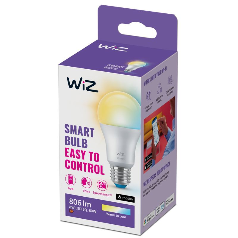 BOMBILLA WIZ AMBIENCE ESTANDAR | 60W | E27 | LUZ CALIDA A FRIA | BT & WI-FI - Imagen 3 de 3