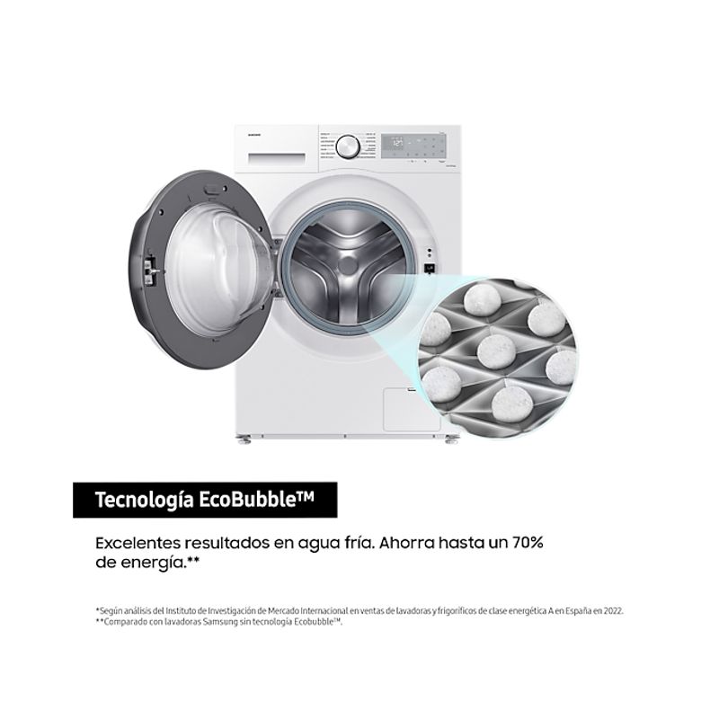 LAVADORA CARGA FRONTAL SAMSUNG WW80CGC04DTHEC 8 KG 1400 RPM A BLANCO - Imagen 3 de 10