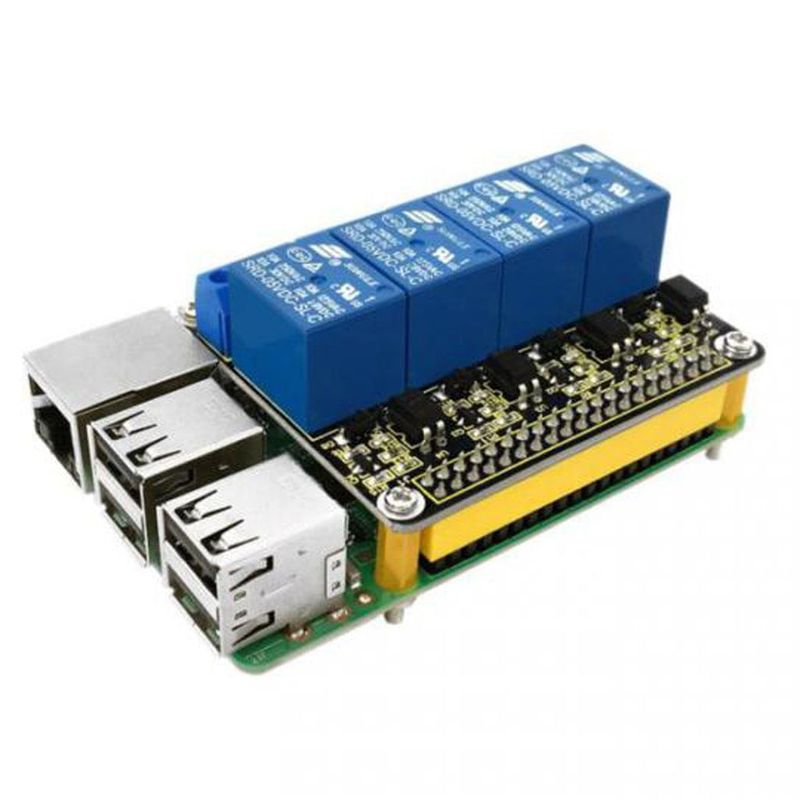 PLACA DE RELÉ 4 CANALES SHIELD PARA RASPBERRY PI - Imagen 1 de 3