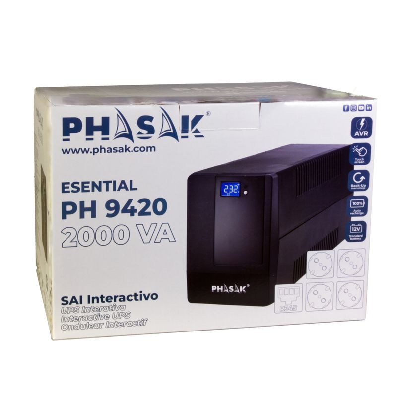 SAI 2000 VA PHASAK ESENTIAL 1200W DIGITAL INTERACTIVA - Imagen 6 de 9