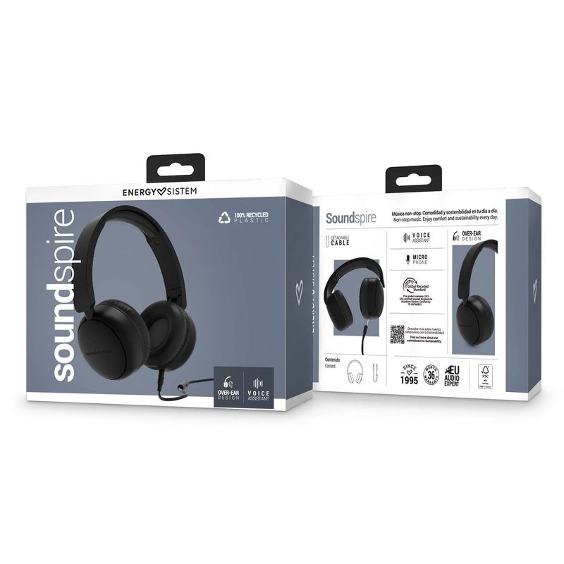 AURICULARES ENERGY SISTEM SOUNDSPIRE NEGROS - Imagen 6 de 6