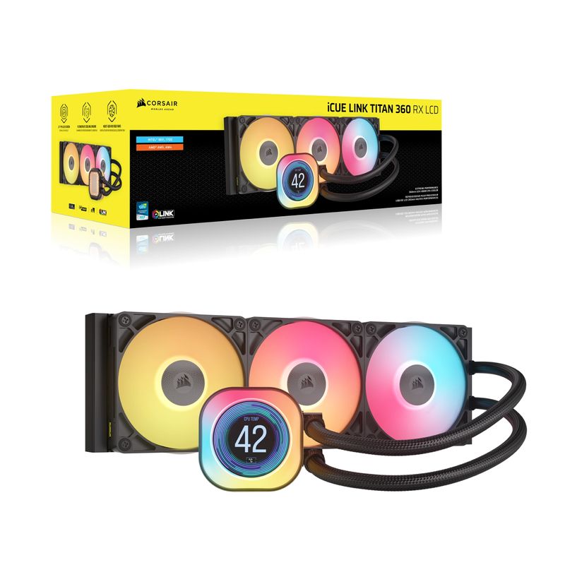 REFRIGERACION LIQUIDA CORSAIR ICUE LINK TITAN 360 RX LCD | 360MM | NEGRO - Imagen 3 de 7