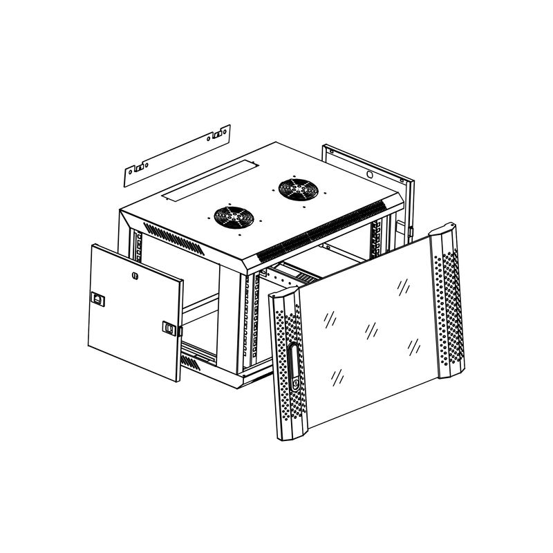PHASAK Mural Rack PHASAK Pro 19" 9U Desmontado - Envio Flat Pack - PHO 2109D Negro - Imagen 8 de 9