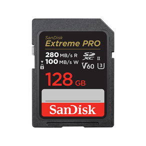 SANDISK EXTREME PRO 128GB V60 UHS-II SD CARDS, 280/100MBS, V60,C10,UHS-II