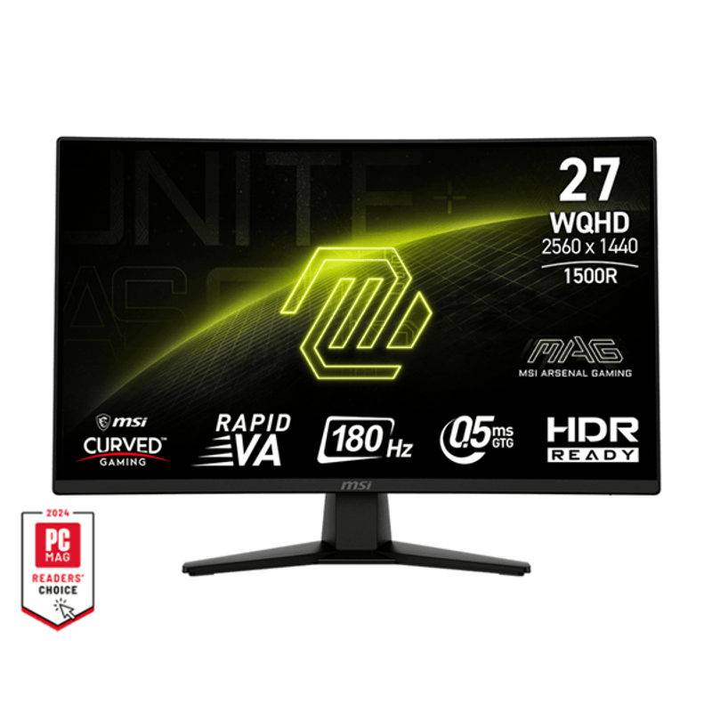 MSI MONITOR MAG 274CQF. 27" RAPID VA CURVO 1500R. 2560X1440 . 180HZ. NEGRO - Imagen 1 de 6