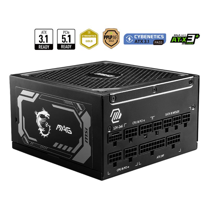 Fuente Alimentación 1000W MSI MAG A1000GL PCIE5 80 PLUS Gold Fully-Modular Negro - Imagen 5 de 6