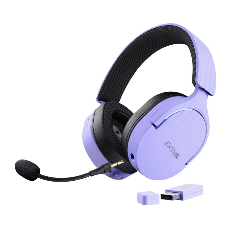 HEADSET BLUETOOTH TRUST GAMING FAYZO GXT 491 LILA 25305 BT Y USB 2.4Ghz MICROFONO DESMONTABLE Y FLEX - Imagen 2 de 16