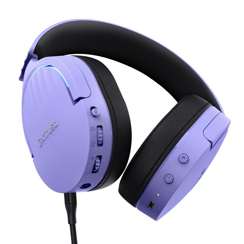 HEADSET BLUETOOTH TRUST GAMING FAYZO GXT 491 LILA 25305 BT Y USB 2.4Ghz MICROFONO DESMONTABLE Y FLEX - Imagen 5 de 16