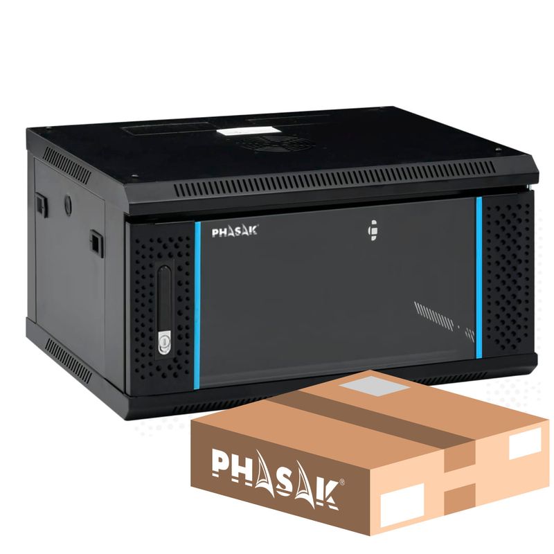PHASAK Mural Rack PHASAK Pro 19" 6U Desmontado - Envio Flat Pack - PHO 2106D Negro - Imagen 2 de 10
