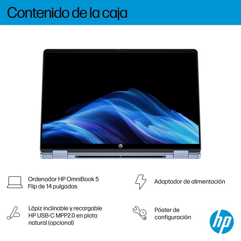 PORTATIL HP X360 INTEL OMNIBOOK 5 FLIP 14 CORE I5-1334U, 16GB, 512GB SSD, 14" TACTIL , W11 - Imagen 6 de 18