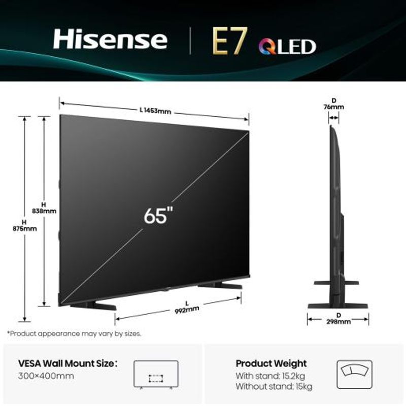 TELEVISOR LED HISENSE 65E77Q SMART TV 65" HD - Imagen 3 de 13