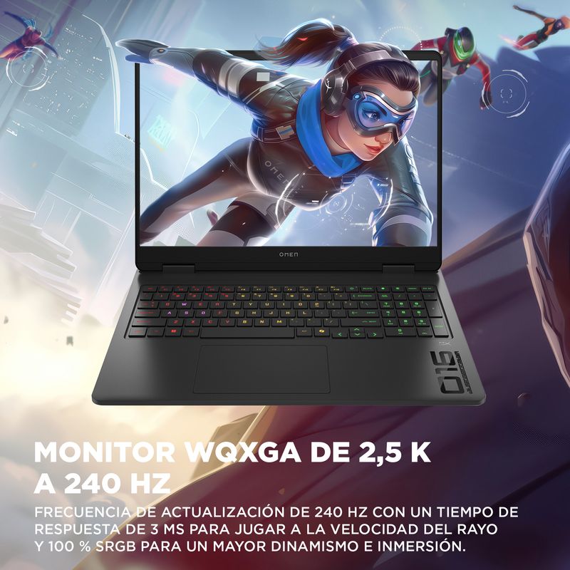 PORTATIL HP OMEN 16-AM0037NS U7-255H 32GB 1TB SSD RTX5060 16"FHD FREEDOS - Imagen 10 de 14
