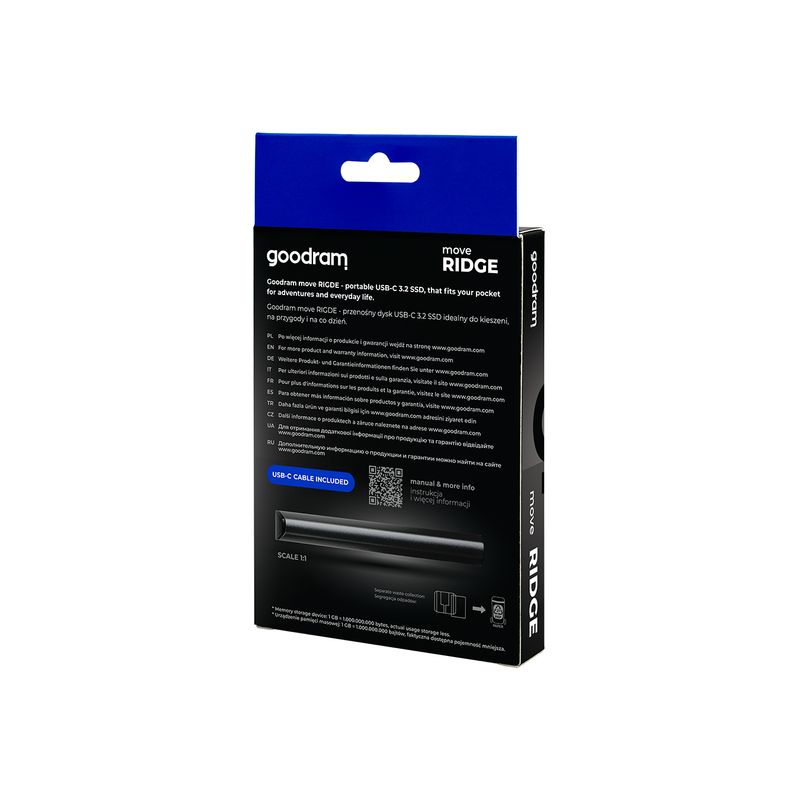 SSD GOODRAM MOVE RIDGE BLACK 1TB USB 3.2 RETAIL - Imagen 10 de 17