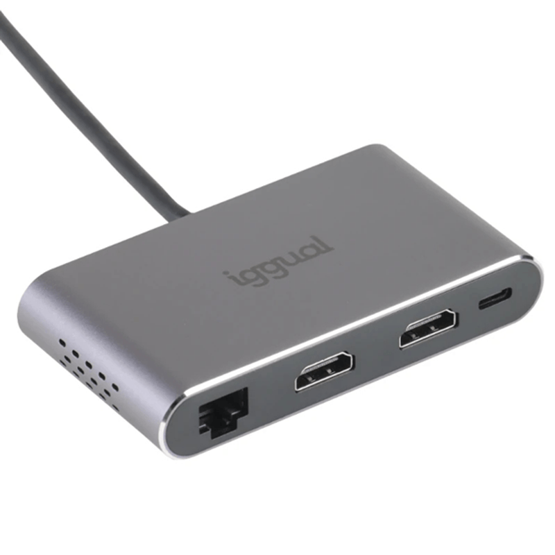 iggual Hub C 8 en 1 2xHDMI 2xUSB 2xSD RJ45 PD100W - Imagen 1 de 5