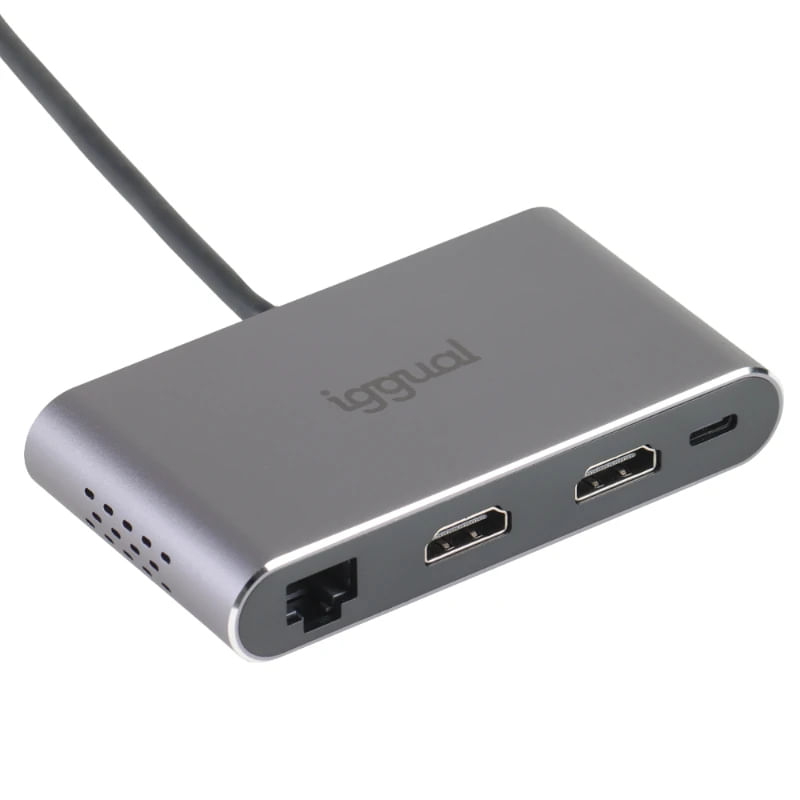 iggual Hub C 8 en 1 2xHDMI 2xUSB 2xSD RJ45 PD100W - Imagen 2 de 5
