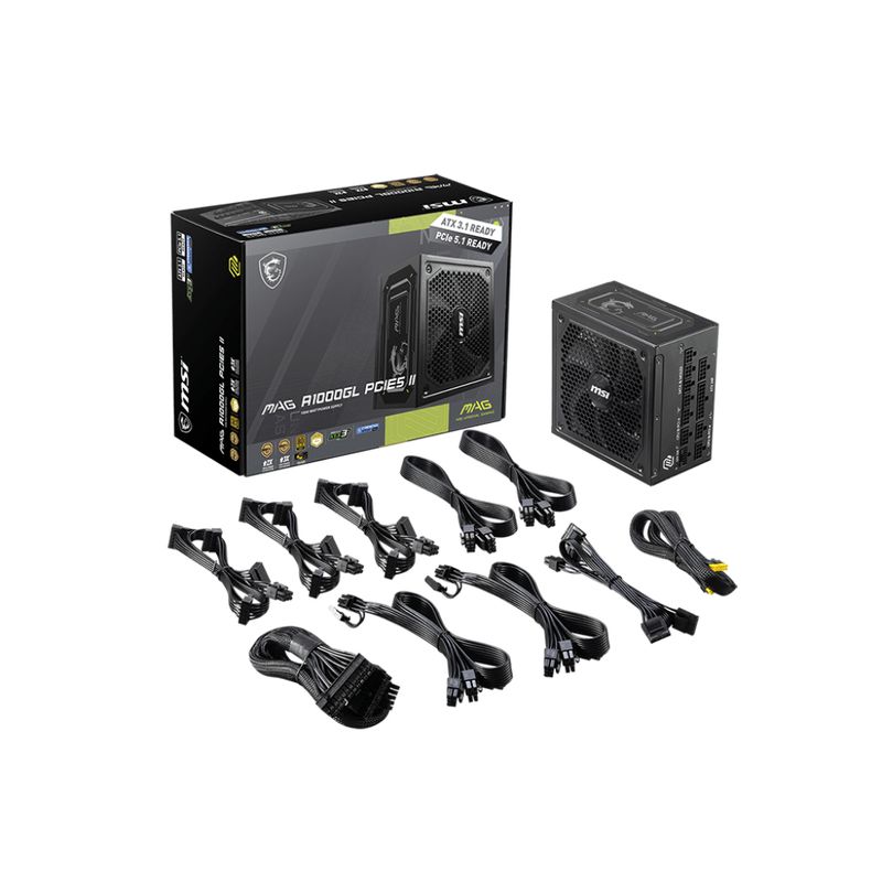 Fuente Alimentación 1000W MSI MAG A1000GL PCIE5 II 80 PLUS Gold Fully-Modular Negro - Imagen 5 de 5