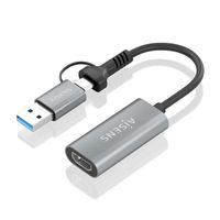 Miniatura 3 de AISENS Conversor Aluminio USB A USB C A HDMI 1080P 60Hz  USB A M USB C M HDMI H  Gris  15cm