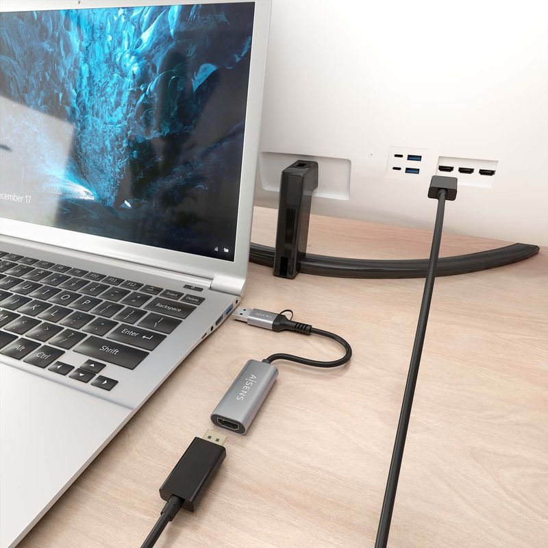 AISENS Conversor Aluminio USB A USB C A HDMI 1080P 60Hz USB A M USB C M HDMI H Gris 15cm - Imagen 6 de 8