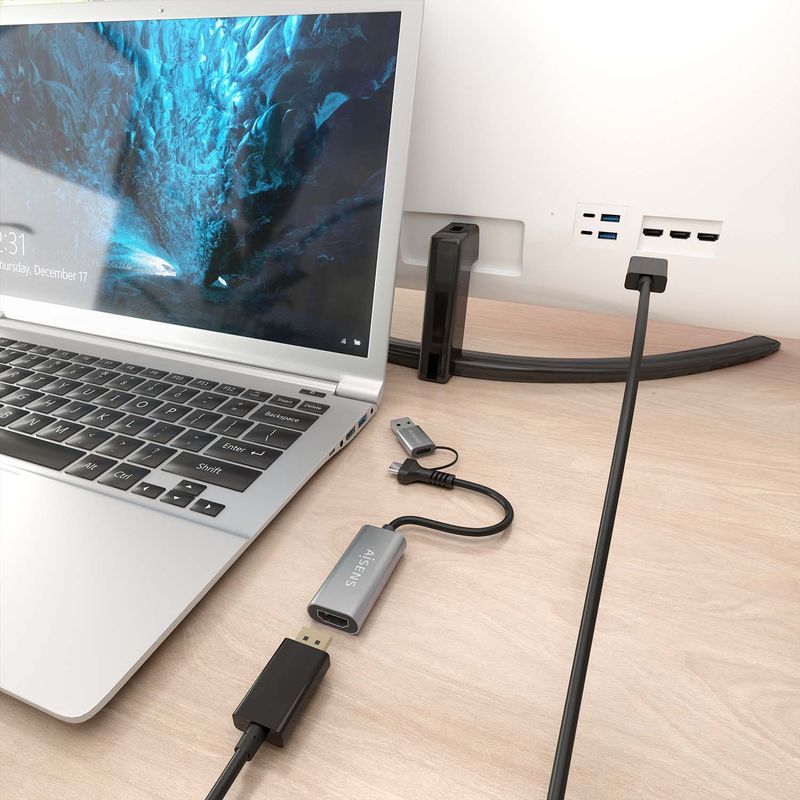 AISENS Conversor Aluminio USB A USB C A HDMI 1080P 60Hz USB A M USB C M HDMI H Gris 15cm - Imagen 7 de 8