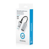 Miniatura 8 de AISENS Conversor Aluminio USB A USB C A HDMI 1080P 60Hz  USB A M USB C M HDMI H  Gris  15cm