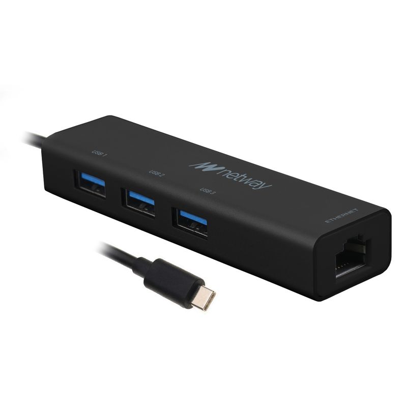 Hub NETWAY tipo C 3 puertos USB 3.0 + RJ45 - Imagen 1 de 1