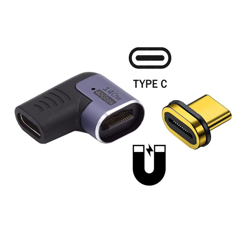 EWENT Adaptador Magnético USB-C 90ºUSB4 PD 140w - Imagen 3 de 3
