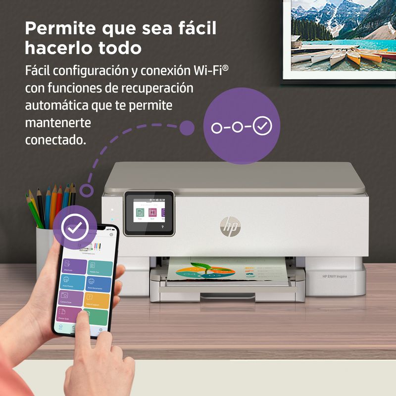 HP ENVY Multifunción A4Wifi Thermal Inkjet Dúplex Envy Inspire 7220e Inalámbrico All-in-One Color Impresora, Instant Ink; Fotocopiadora, escáner - Imagen 19 de 27