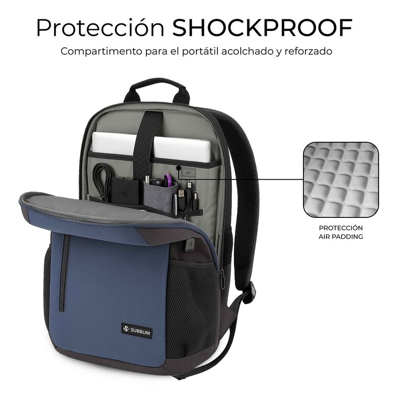 MOCHILA PORTATIL 15,6´´ SUBBLIM NOMAD XPAND AIR AZUL - Imagen 6 de 6