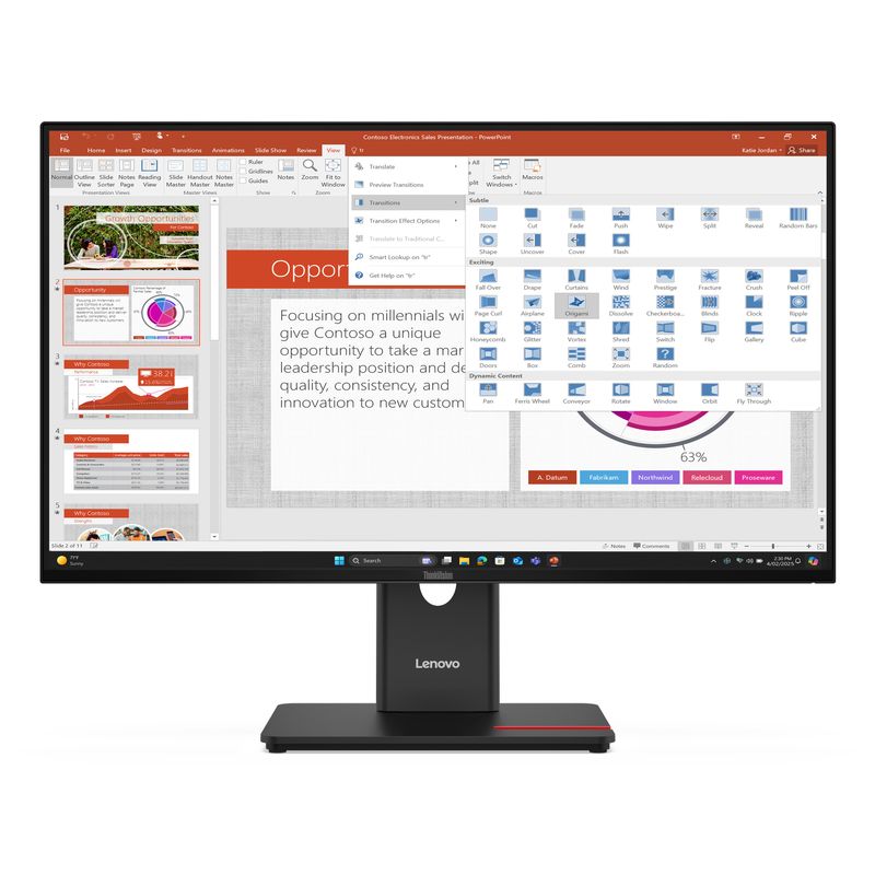 LENOVO ThinkVision T27-40 Monitor ThinkVision 27" LED IPS Full HD HDMI VGA - Imagen 2 de 13