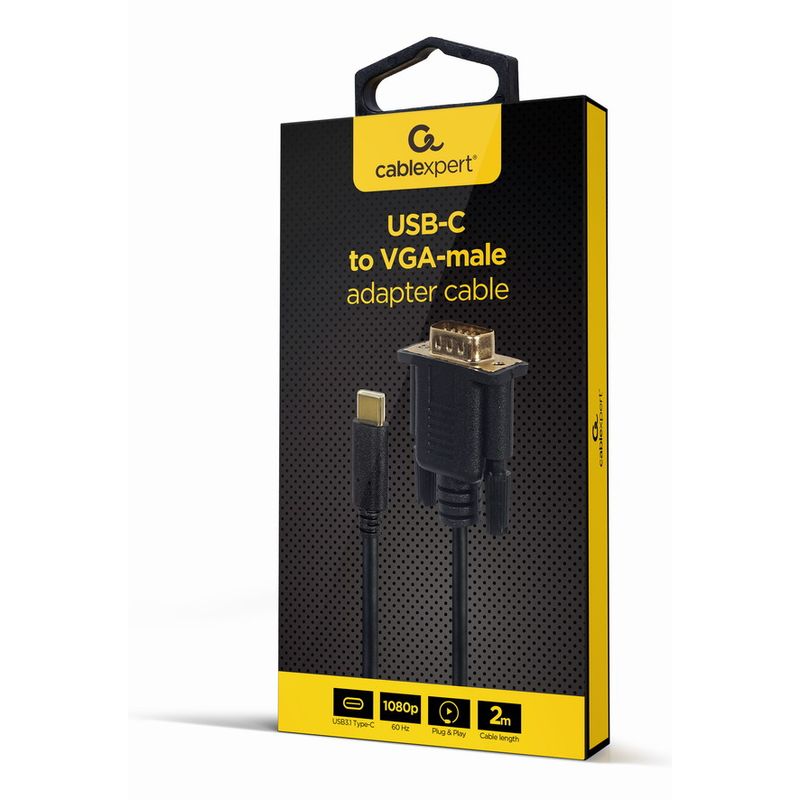 ADAPTADOR USB C A VGA M 2 M NEGRO BLISTER - Imagen 3 de 3