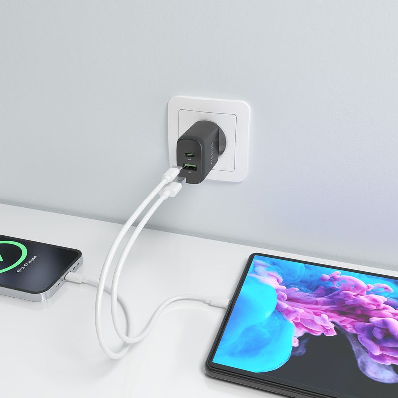 CARGADOR AISENS GAN 30W, 1XUSB-C PD3.0 QC4.0, 1XUSB-A QC3.0, NEGRO - Imagen 7 de 7