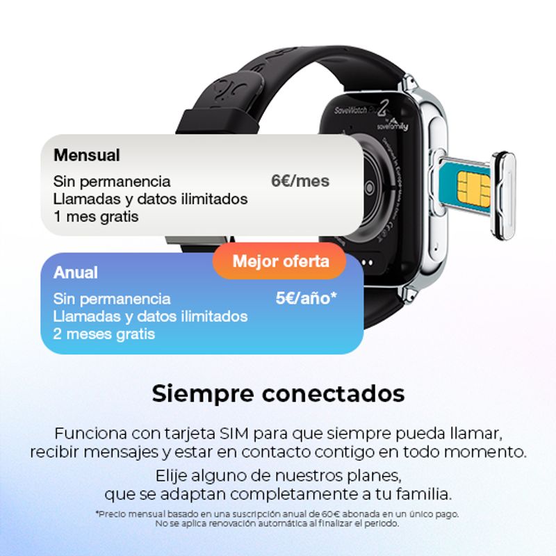 SaveFamily SaveWatch Plus 2 Reloj Inteligente para ni os 4G Esfera Negra correa Tela Tribeca - Imagen 6 de 11
