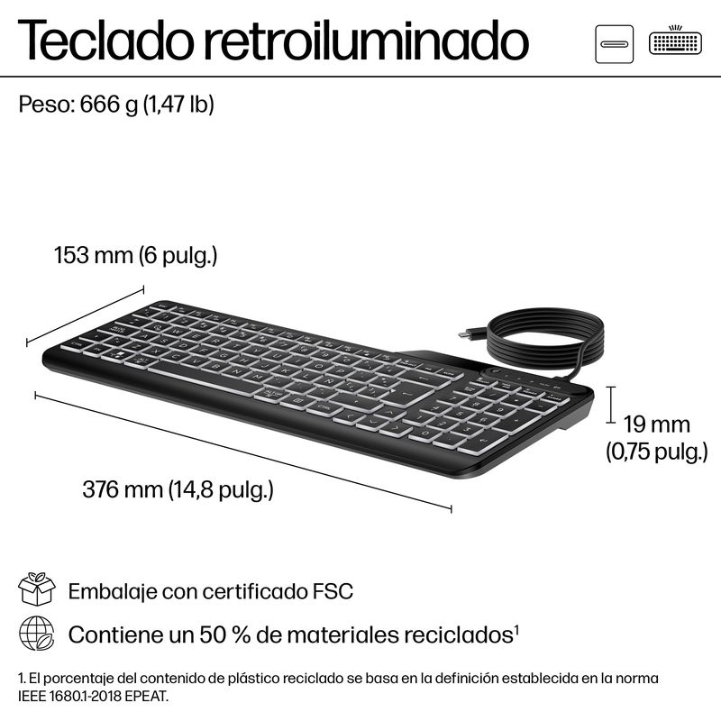 TECLADO HP 405 MULTIDISPOSITIVO RETROILUMINADO - Imagen 4 de 13