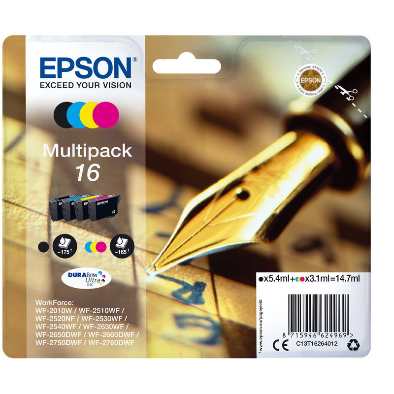 CARTUCHO EPSON MULTIPACK 16 4 COLORES T1626 C13T16264012 - Imagen 2 de 3