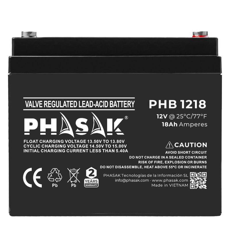 Phasak Bater a 12V 18Ah PHB 1218 - Imagen 4 de 5