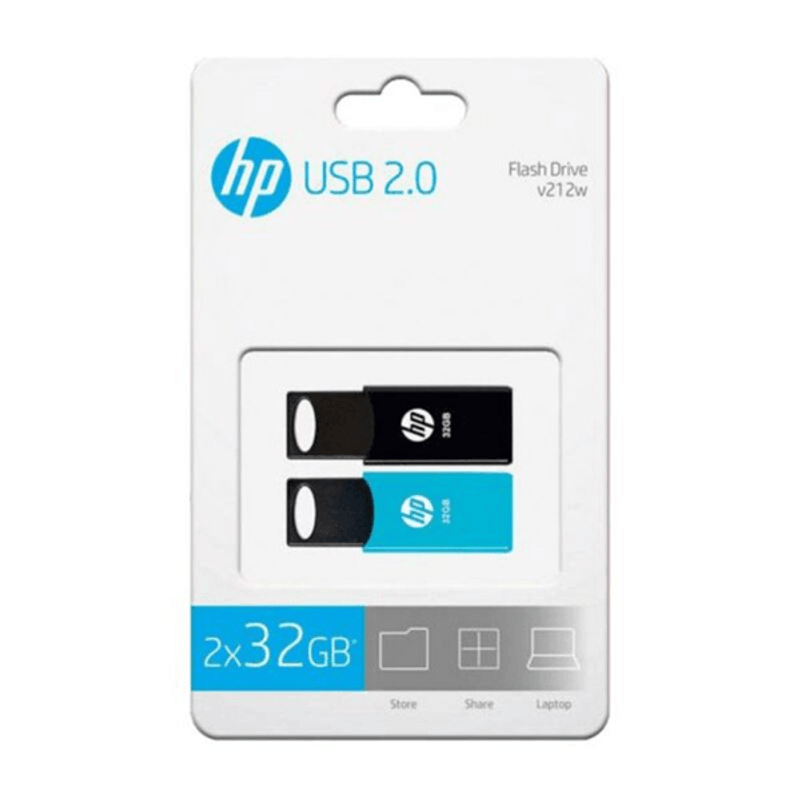 PENDRIVE HP 32GB USB2.0 V212/TWIN NEGRO/AZUL PACK 2 UNIDADES - Imagen 1 de 3