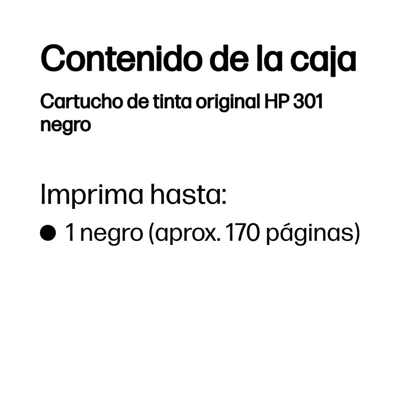 CARTUCHO HP NEGRO 301 CH561EE - Imagen 4 de 5