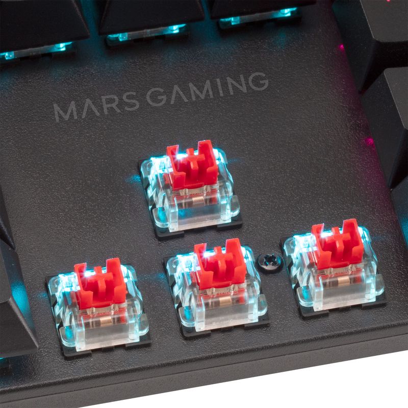 TECLADO MECANICO MARS GAMING MK422 US SWITCH AZUL PR DE 100Hz ANTI-GHOSTING AVANZADO RGB NEGRO - Imagen 6 de 6