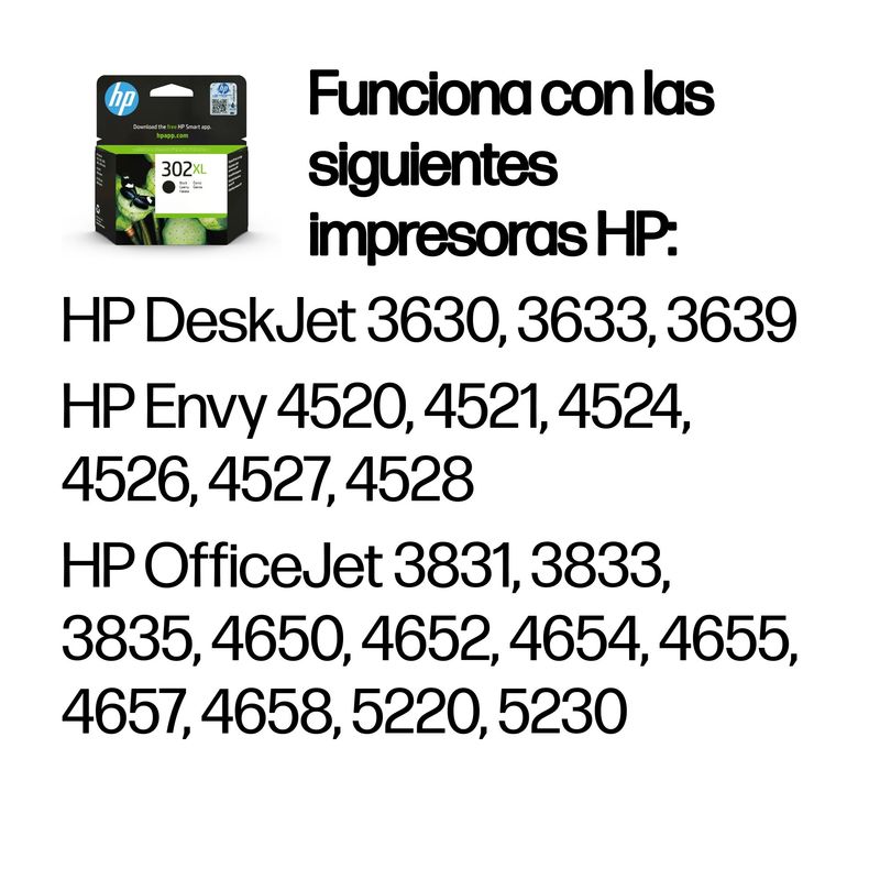 CARTUCHO HP 302XL NEGRO INK CARTRIDGE - Imagen 3 de 5