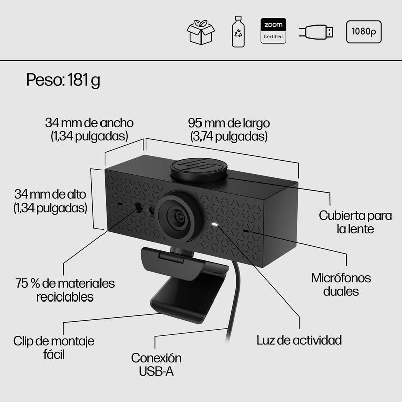 WEBCAM HP 620 FHD USB - Imagen 21 de 29