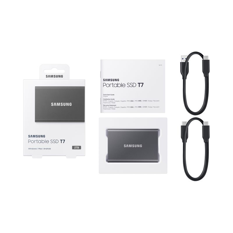 Disco ssd samsung portable T7 2tb gris MU-PC2T0T/WW - Imagen 12 de 12