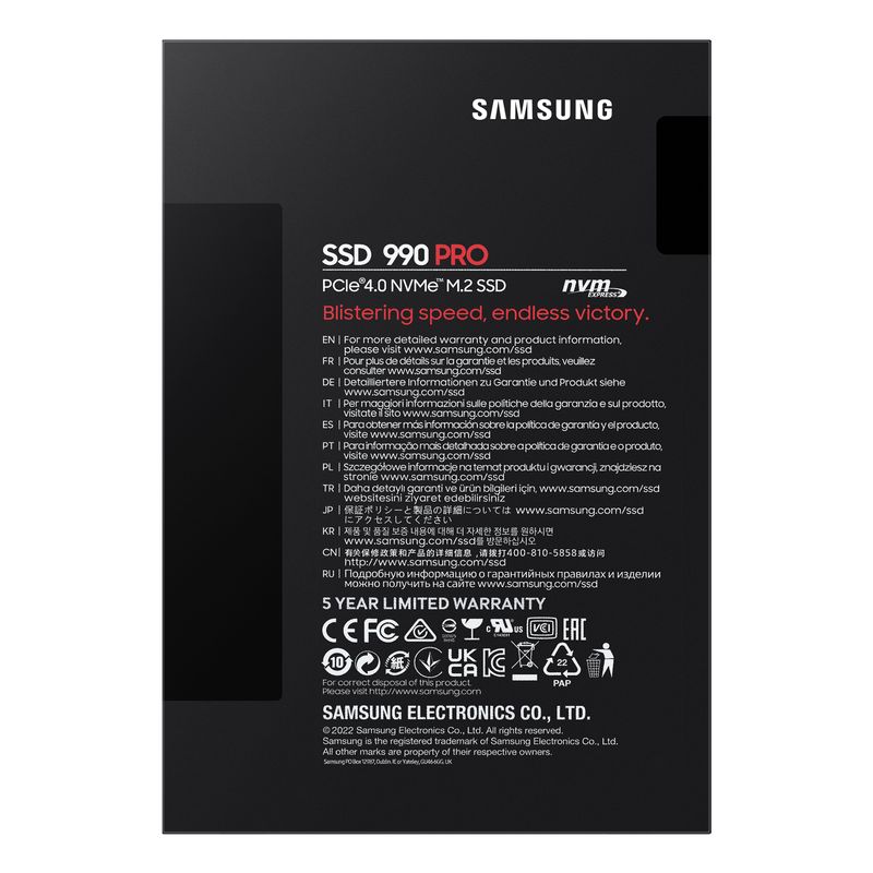 SAMSUNG 990 PRO SSD 1000GB M.2 7450MB/s PCI Express 4.0 NVMe - Imagen 8 de 10