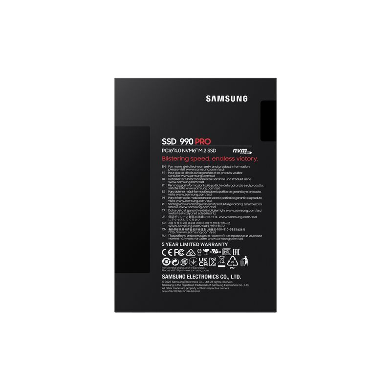 SAMSUNG 990 PRO SSD 4000GB M.2 7450MB/s PCI Express 4.0 NVMe - Imagen 7 de 9