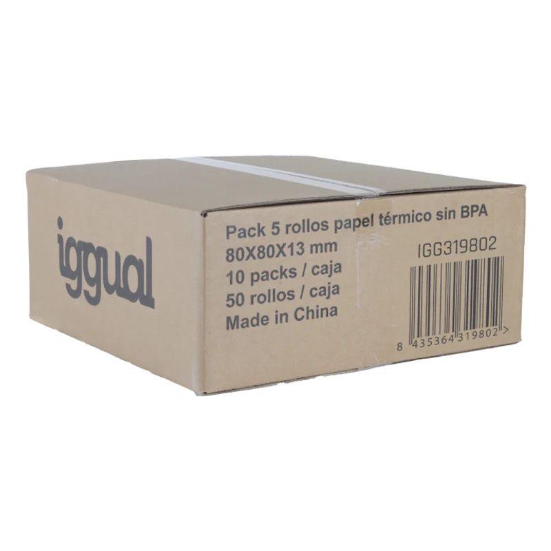 iggual Caja 50 rollos papel térmico 80x80x13 mm - Imagen 4 de 4