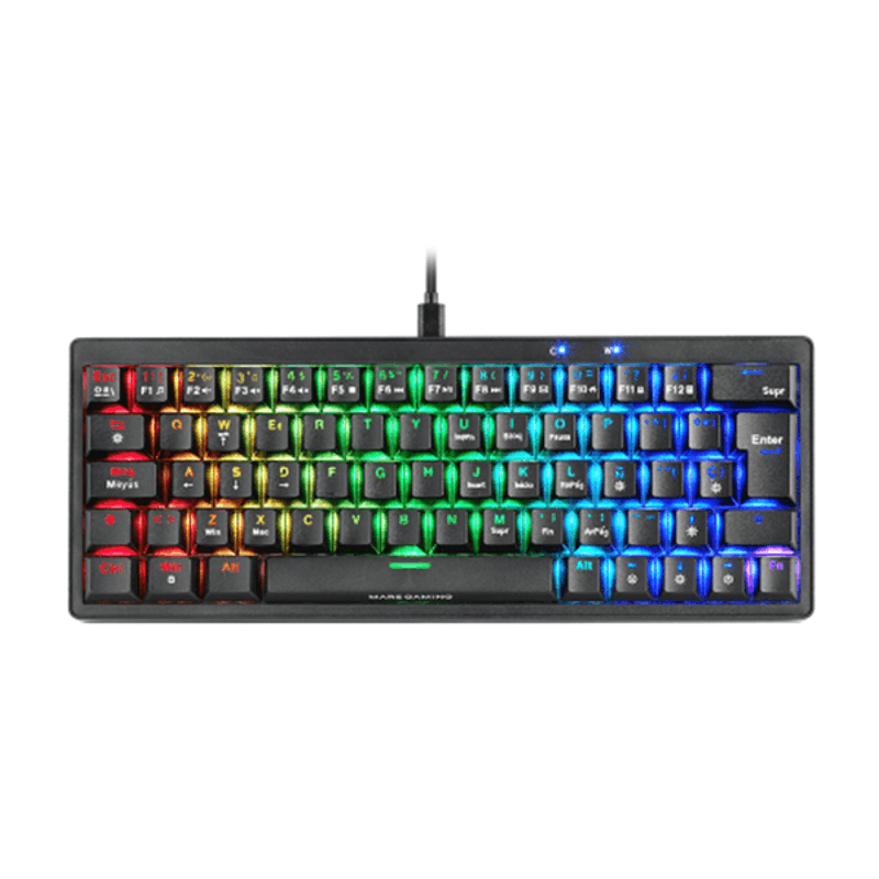 TECLADO MARS GAMING COMPACTO MKMINIPROBRES HOT-SWAP MECANICO SWITCH MARRON RGB CHROMA NEGRO - Imagen 1 de 4