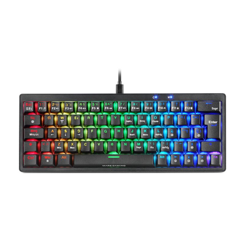 TECLADO MARS GAMING COMPACTO MKMINIPROBRES HOT-SWAP MECANICO SWITCH MARRON RGB CHROMA NEGRO - Imagen 2 de 4