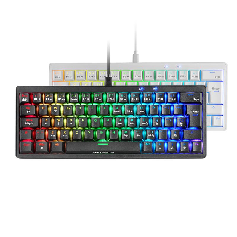 TECLADO MARS GAMING COMPACTO MKMINIPROBRES HOT-SWAP MECANICO SWITCH MARRON RGB CHROMA NEGRO - Imagen 4 de 4
