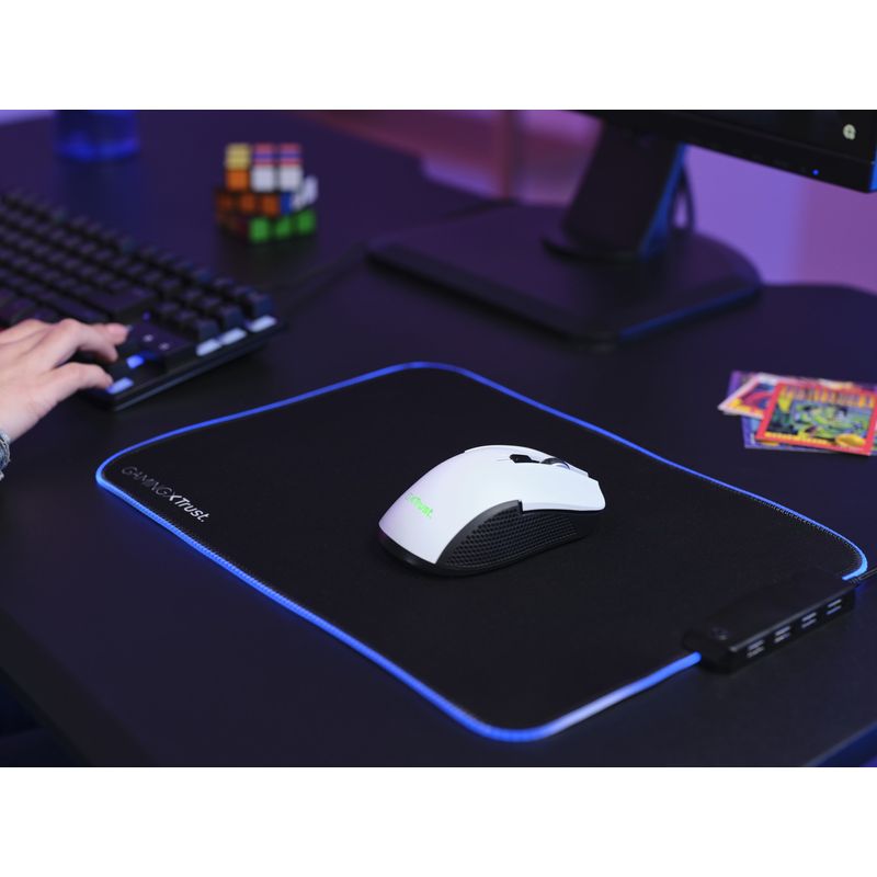 MOUSE WIRELESS TRUST GAMING GXT 923W YBAR RGB 7200DPI 6 BOTONES RECARGABLE 50H COLOR BLANCO 24889 - Imagen 8 de 9