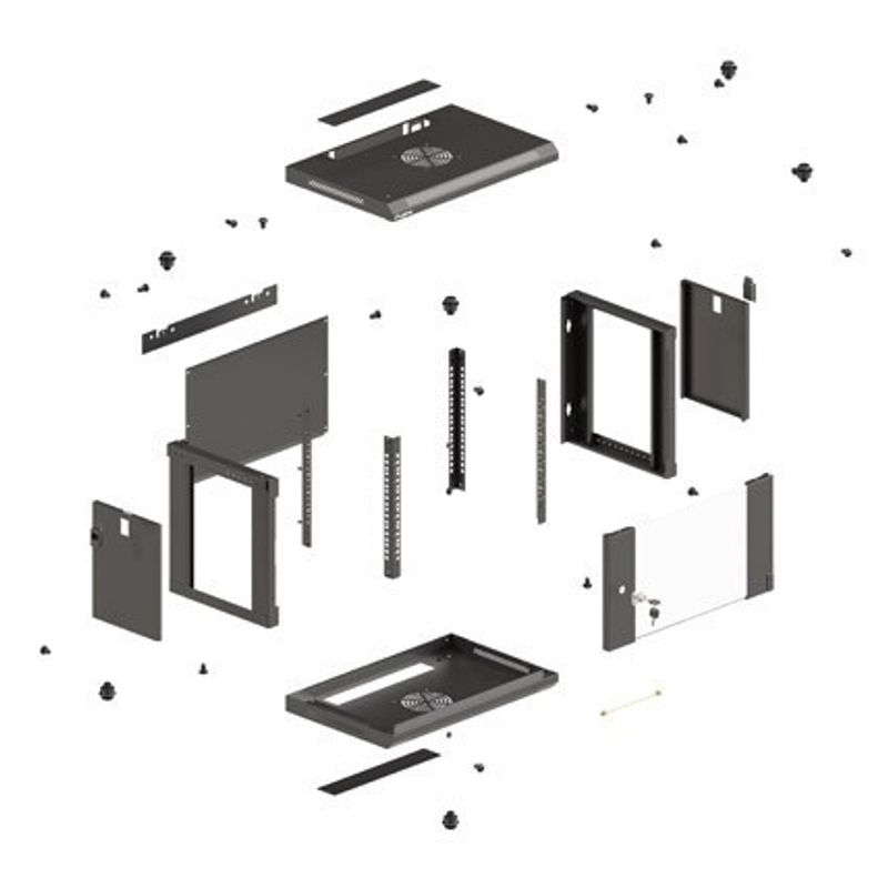 ARMARIO LANBERG MURAL RACK 19" 4U 540X350 FLAT PACK NEGRO PUERTA CRISTAL - Imagen 4 de 15